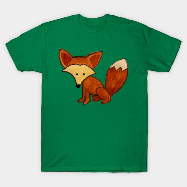 Red Fox: Watercolor Cartoon T-Shirt by 1000Words-Emily